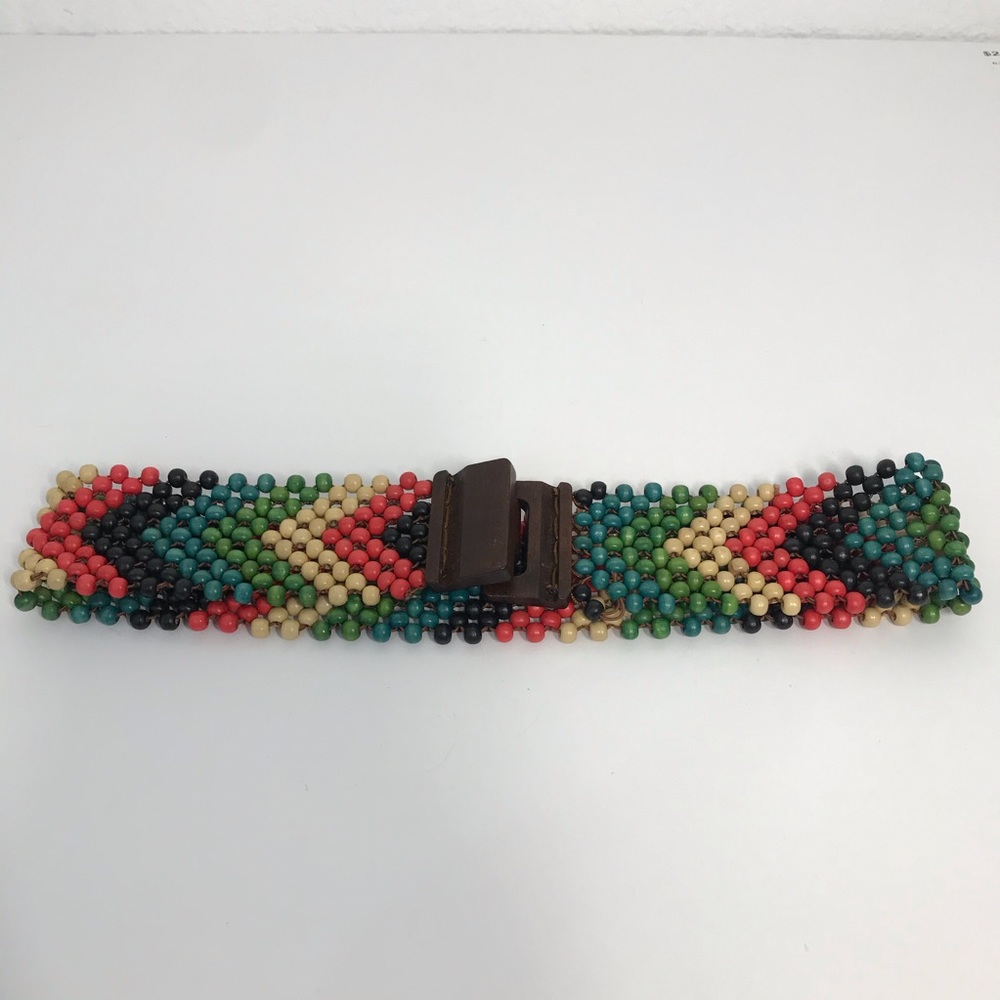 Colorful Western Boho Beaded Wood Belt